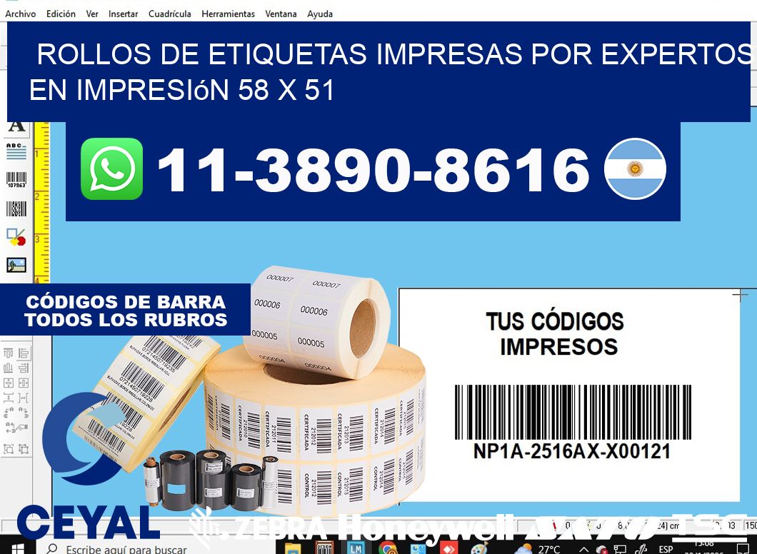 rollos de etiquetas impresas por expertos en impresión 58 x 51