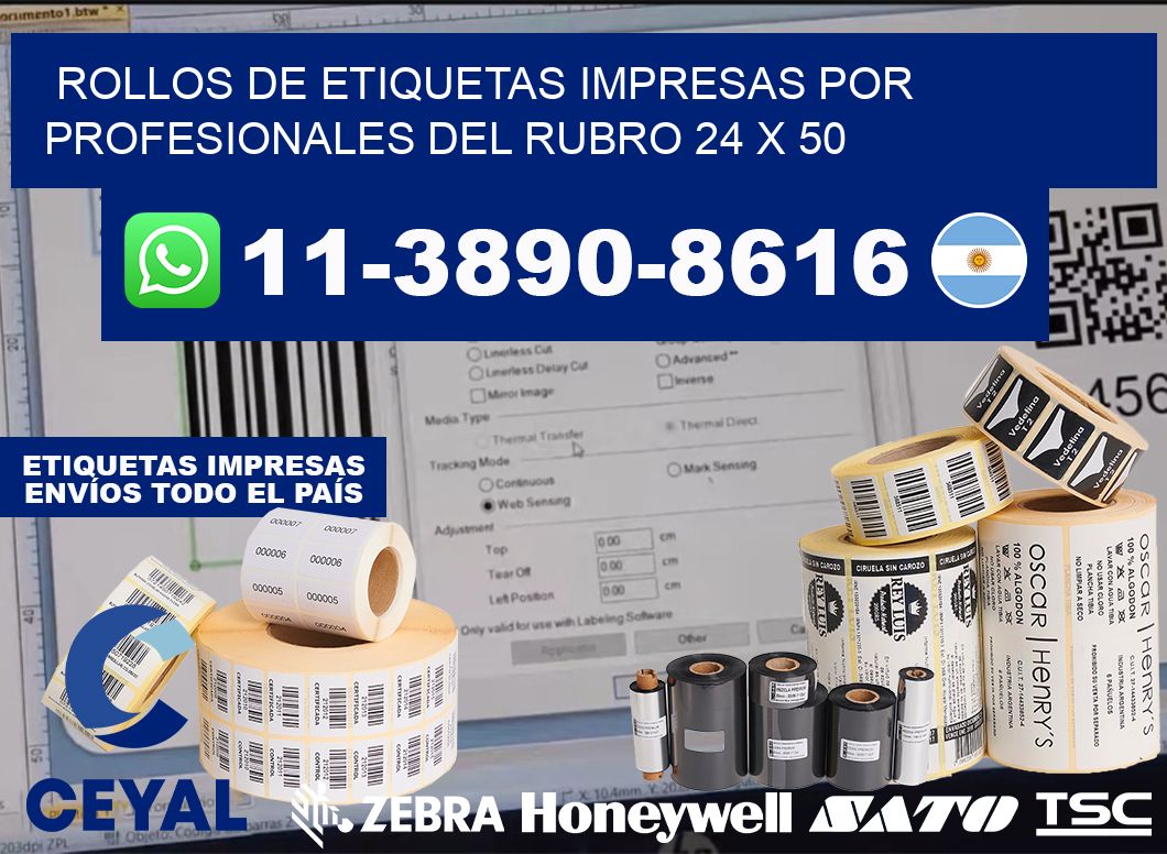 rollos de etiquetas impresas por profesionales del rubro 24 x 50