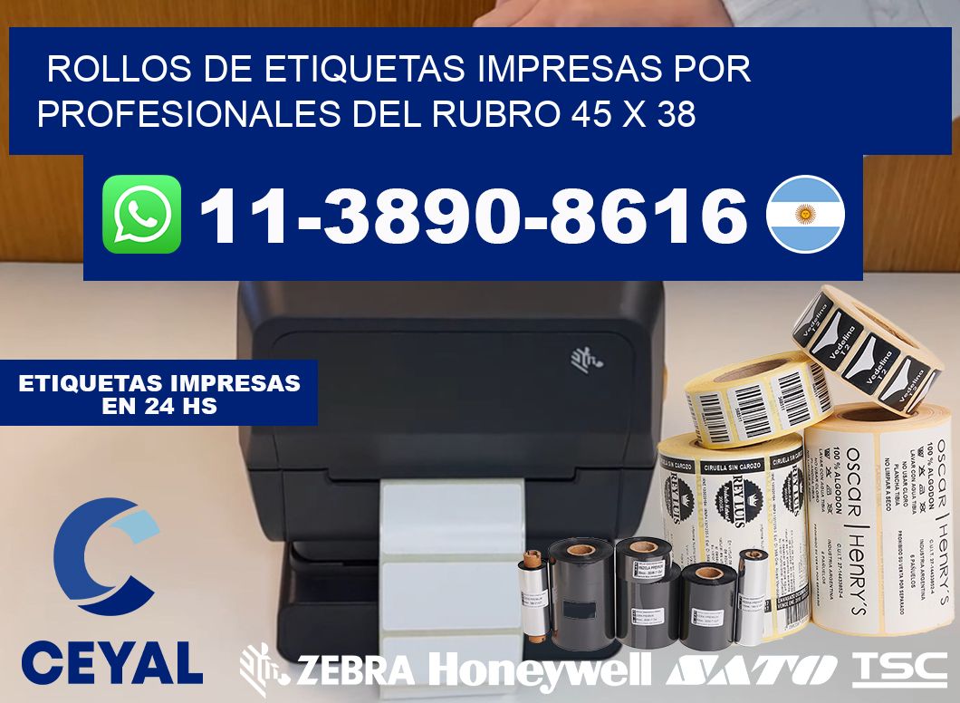rollos de etiquetas impresas por profesionales del rubro 45 x 38