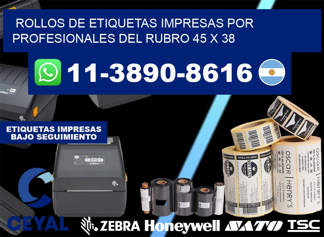 rollos de etiquetas impresas por profesionales del rubro 45 x 38