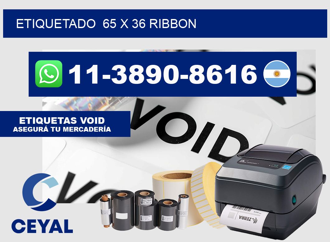 Etiquetado 65 x 36 ribbon