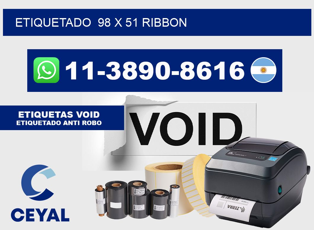 Etiquetado  98 x 51 ribbon