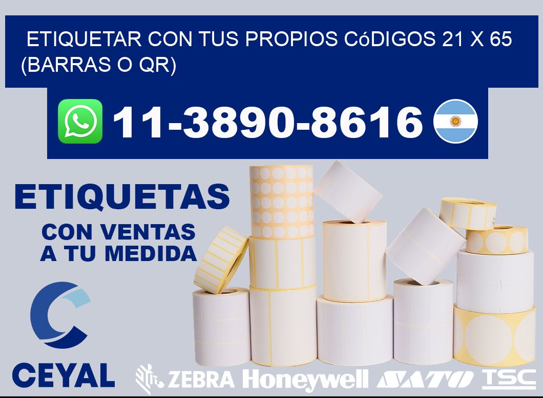 Etiquetar con tus propios códigos 21 x 65 (barras o QR)