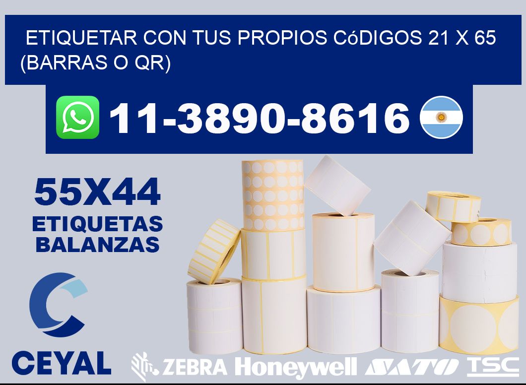 Etiquetar con tus propios códigos 21 x 65 (barras o QR)