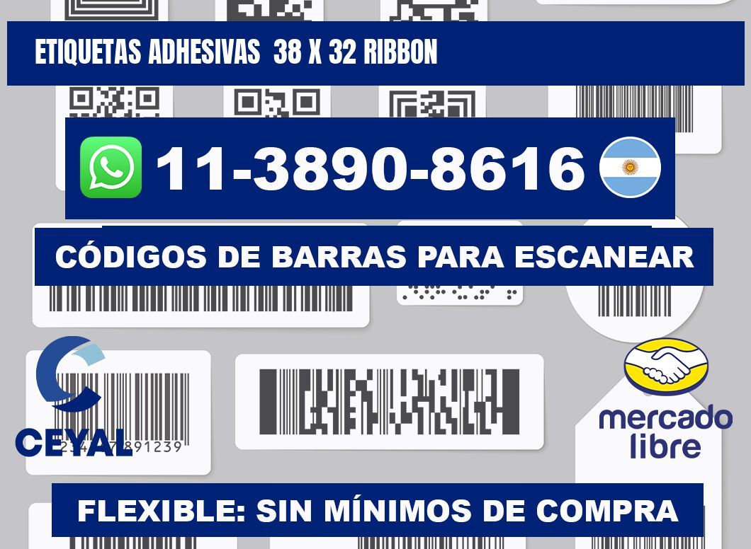 Etiquetas adhesivas  38 x 32 ribbon