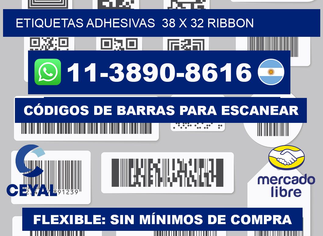 Etiquetas adhesivas  38 x 32 ribbon