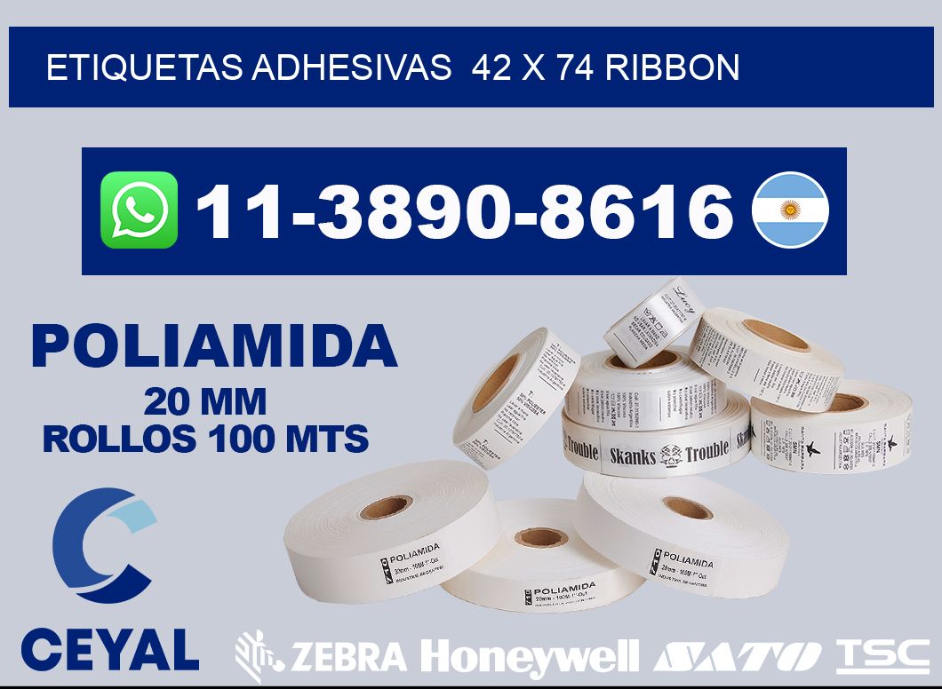 Etiquetas adhesivas 42 x 74 ribbon