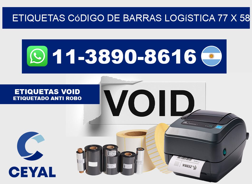 Etiquetas código de barras logística 77 x 58