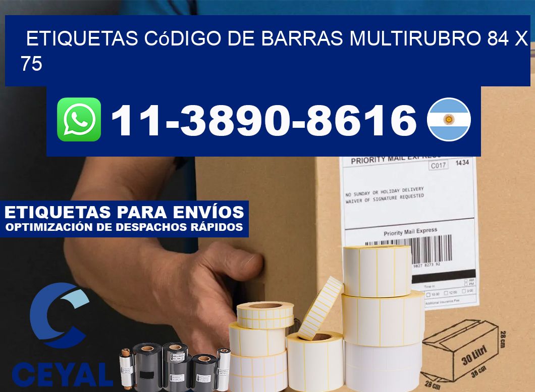 Etiquetas código de barras multirubro 84 x 75