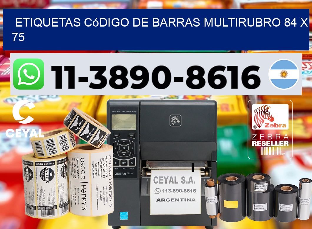 Etiquetas código de barras multirubro 84 x 75