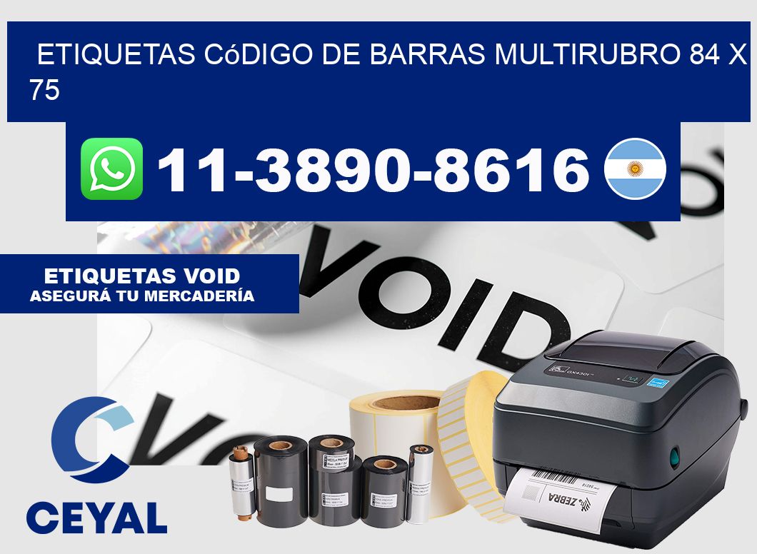 Etiquetas código de barras multirubro 84 x 75