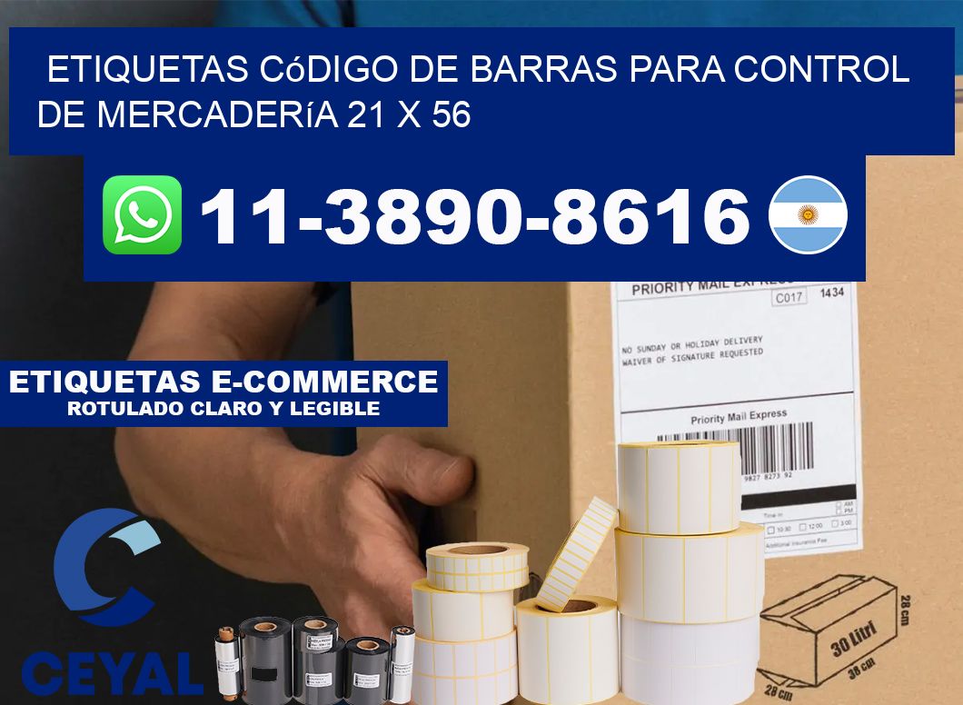Etiquetas código de barras para control de mercadería 21 x 56