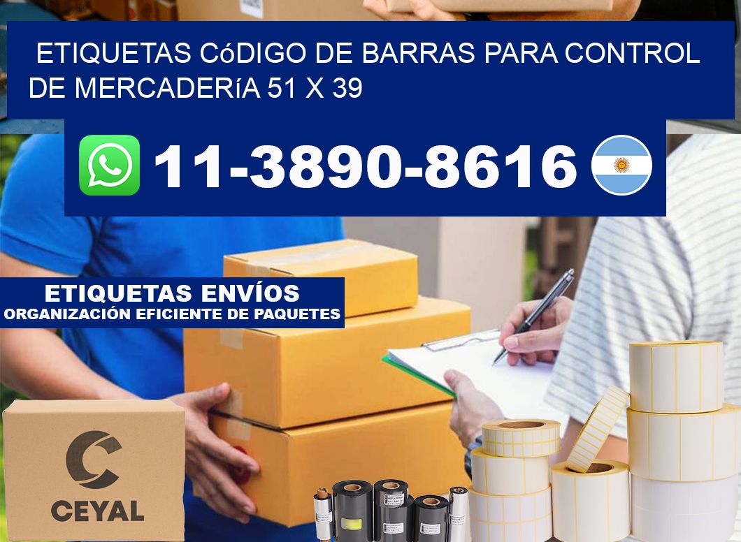 Etiquetas código de barras para control de mercadería 51 x 39