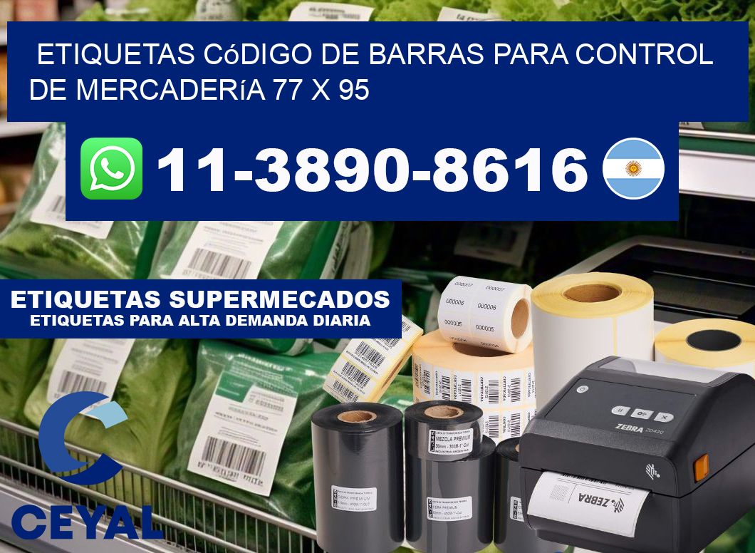 Etiquetas código de barras para control de mercadería 77 x 95