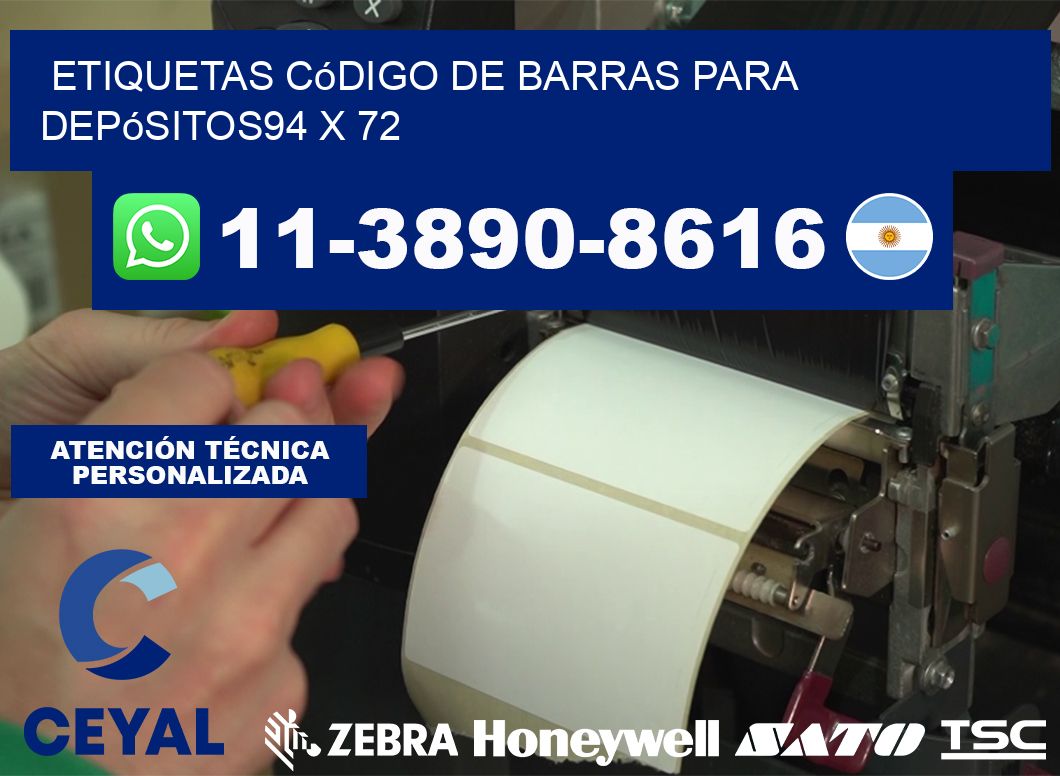 Etiquetas código de barras para depósitos94 x 72