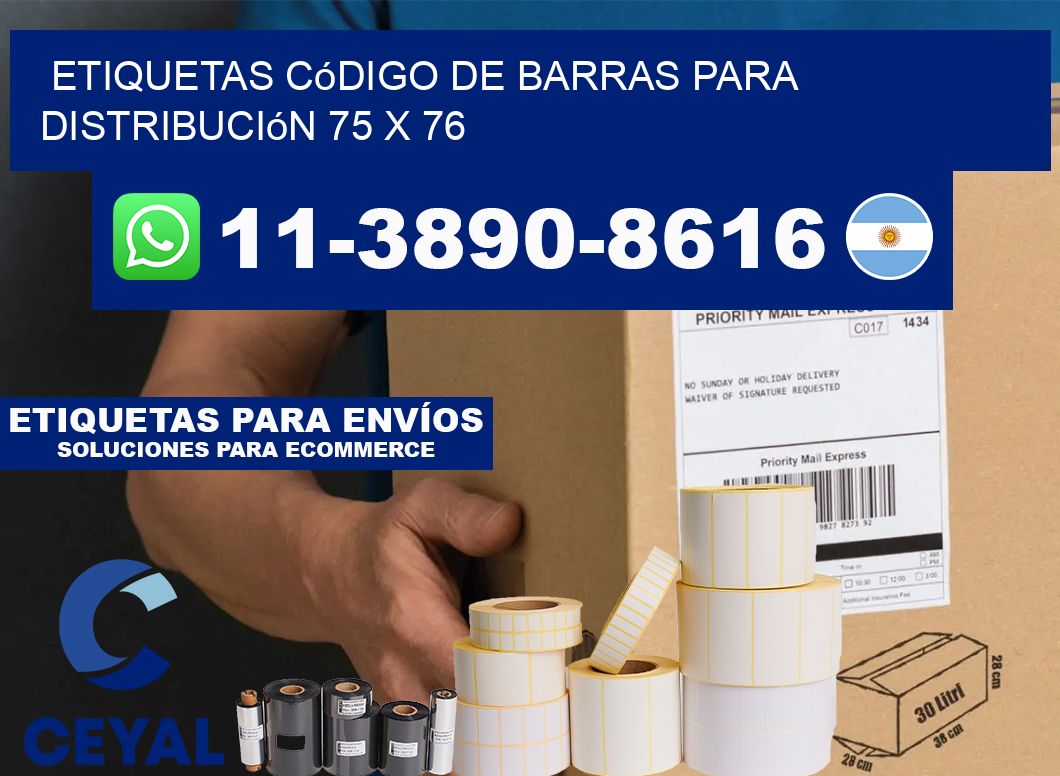 Etiquetas código de barras para distribución 75 x 76