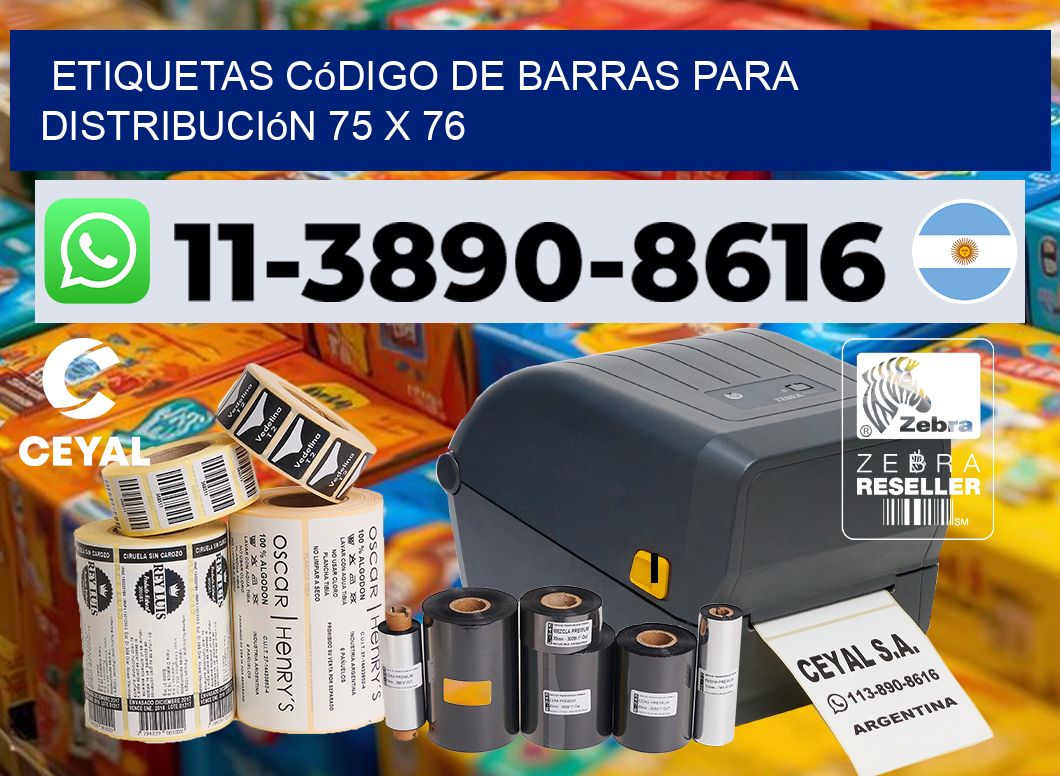 Etiquetas código de barras para distribución 75 x 76