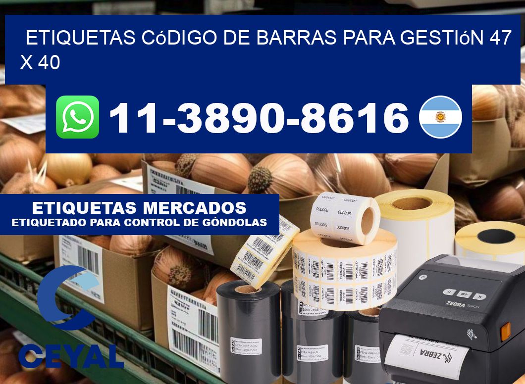 Etiquetas código de barras para gestión 47 x 40