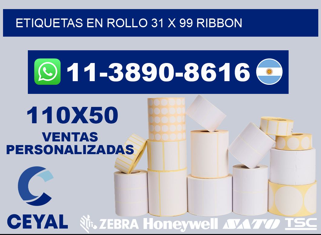 Etiquetas en rollo 31 x 99 ribbon