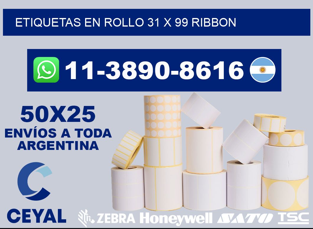 Etiquetas en rollo 31 x 99 ribbon