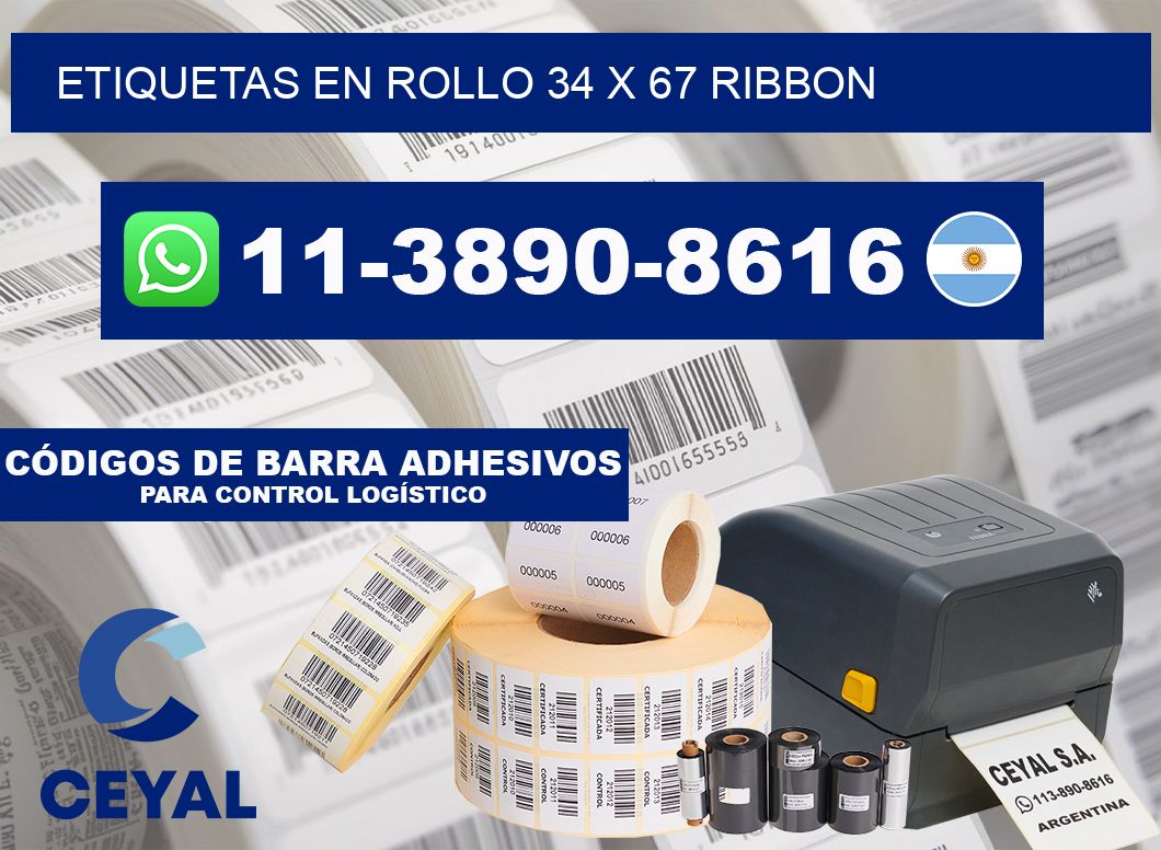 Etiquetas en rollo 34 x 67 ribbon