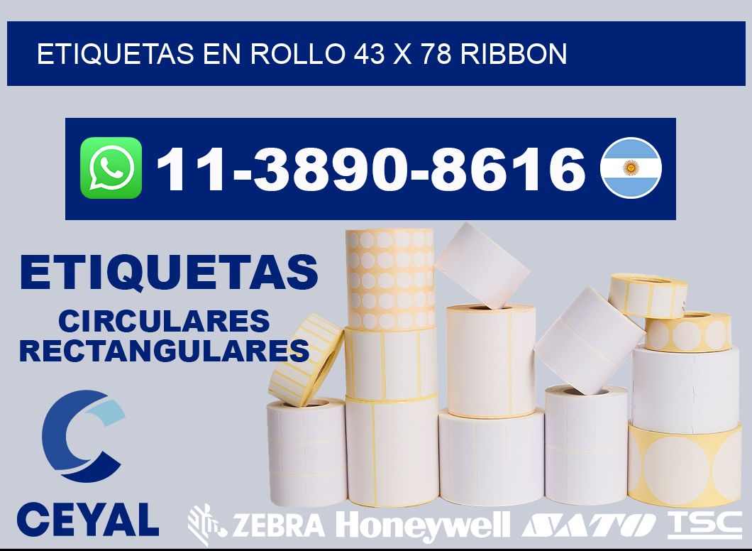 Etiquetas en rollo 43 x 78 ribbon