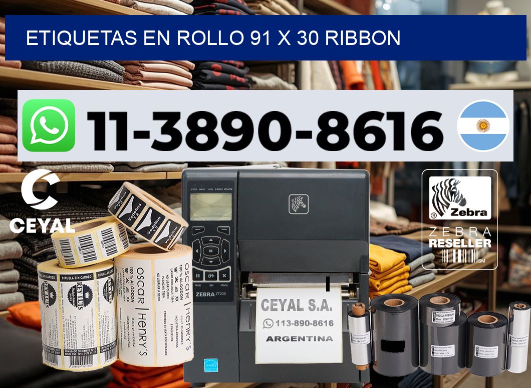 Etiquetas en rollo 91 x 30 ribbon