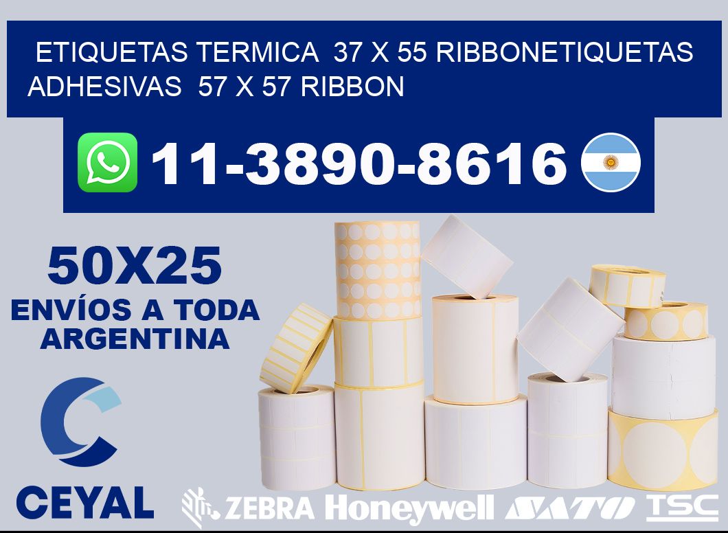 Etiquetas termica  37 x 55 ribbonEtiquetas adhesivas  57 x 57 ribbon
