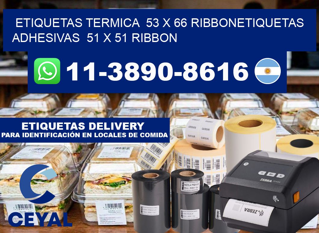 Etiquetas termica 53 x 66 ribbonEtiquetas adhesivas 51 x 51 ribbon
