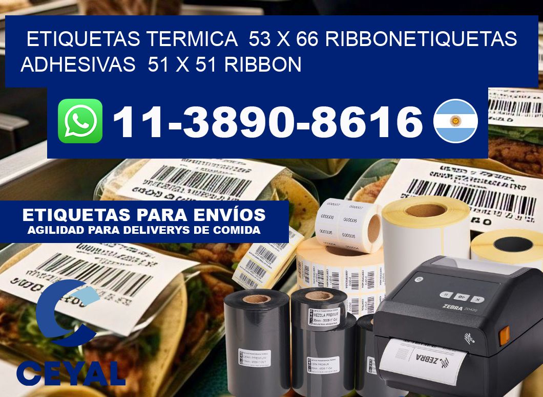 Etiquetas termica 53 x 66 ribbonEtiquetas adhesivas 51 x 51 ribbon