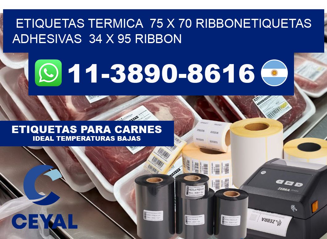 Etiquetas termica  75 x 70 ribbonEtiquetas adhesivas  34 x 95 ribbon