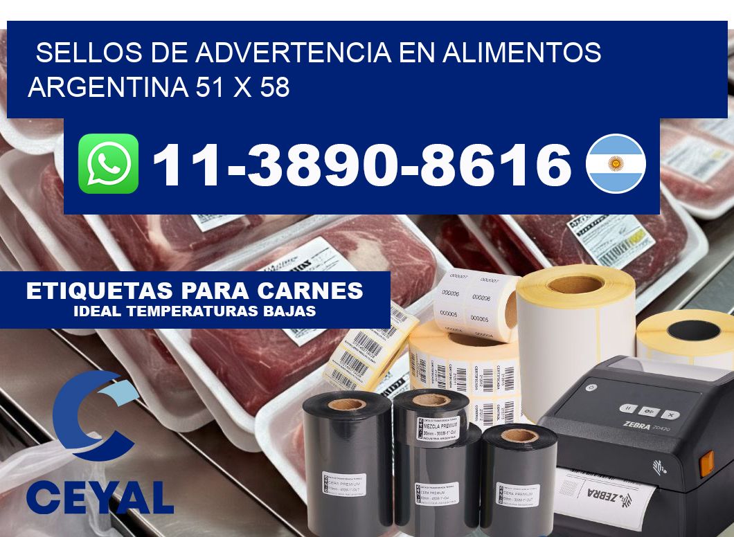 Sellos de advertencia en Alimentos argentina 51 x 58