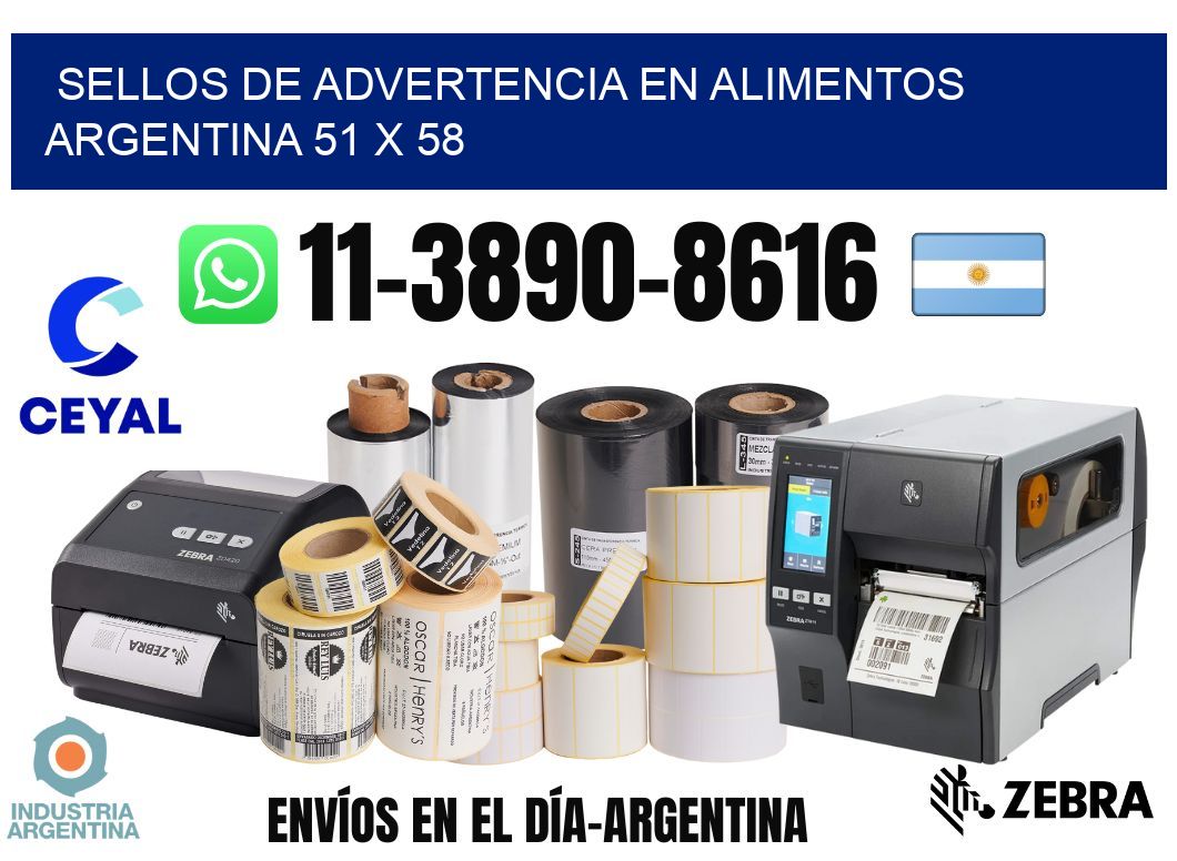 Sellos de advertencia en Alimentos argentina 51 x 58