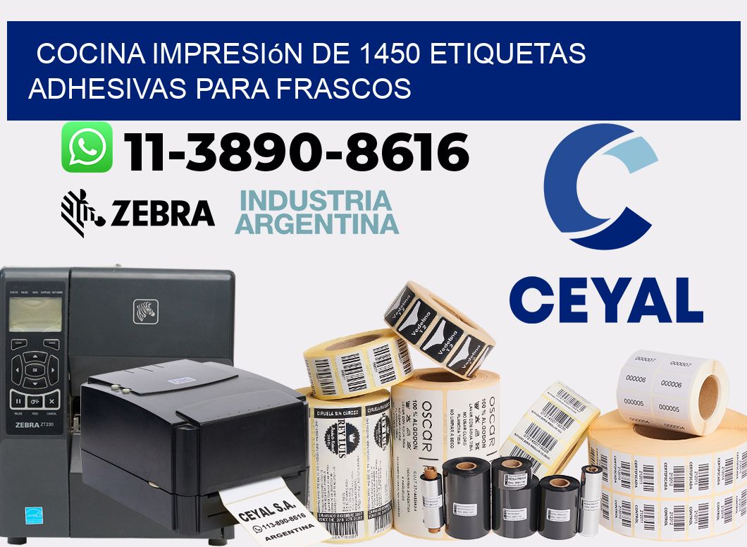 cocina impresión de 1450 etiquetas adhesivas para frascos