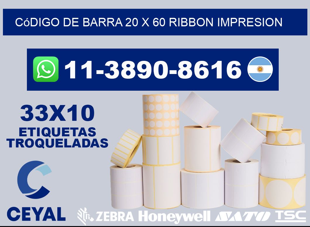 código de barra 20 x 60 ribbon impresion