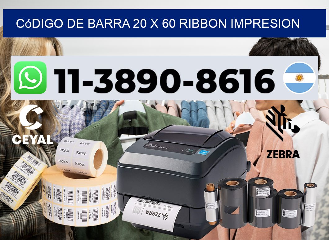código de barra 20 x 60 ribbon impresion