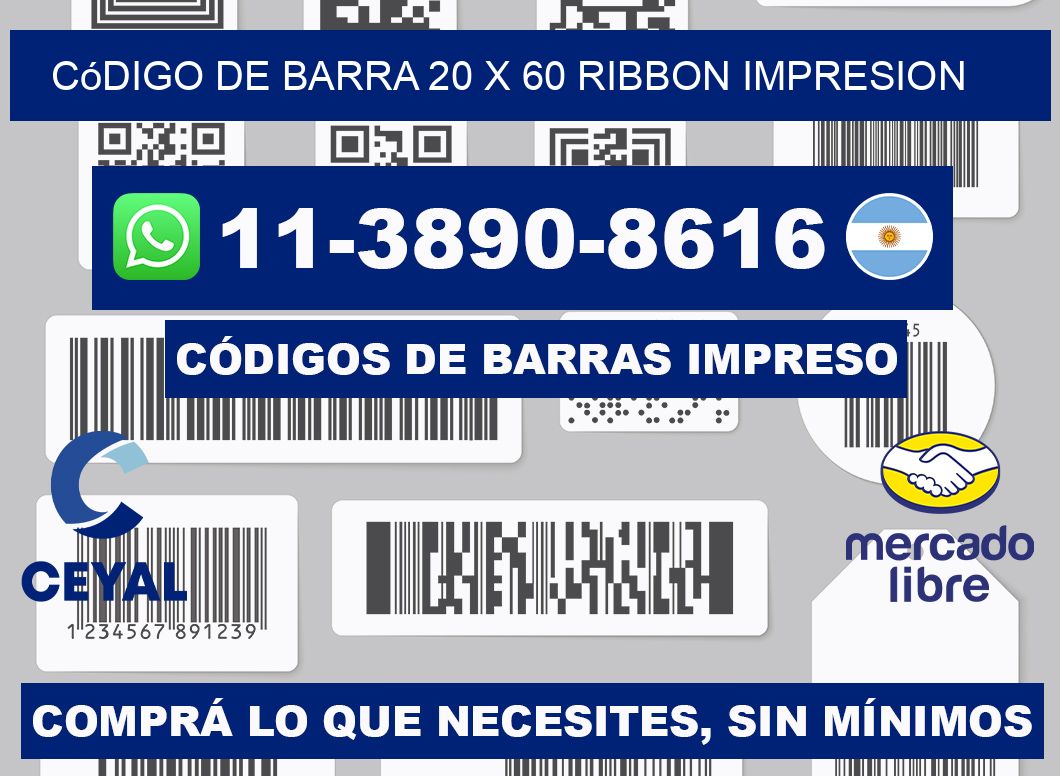 código de barra 20 x 60 ribbon impresion