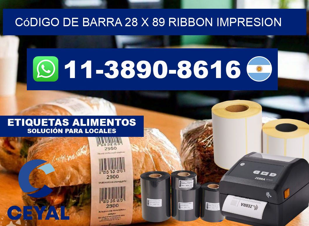 código de barra 28 x 89 ribbon impresion