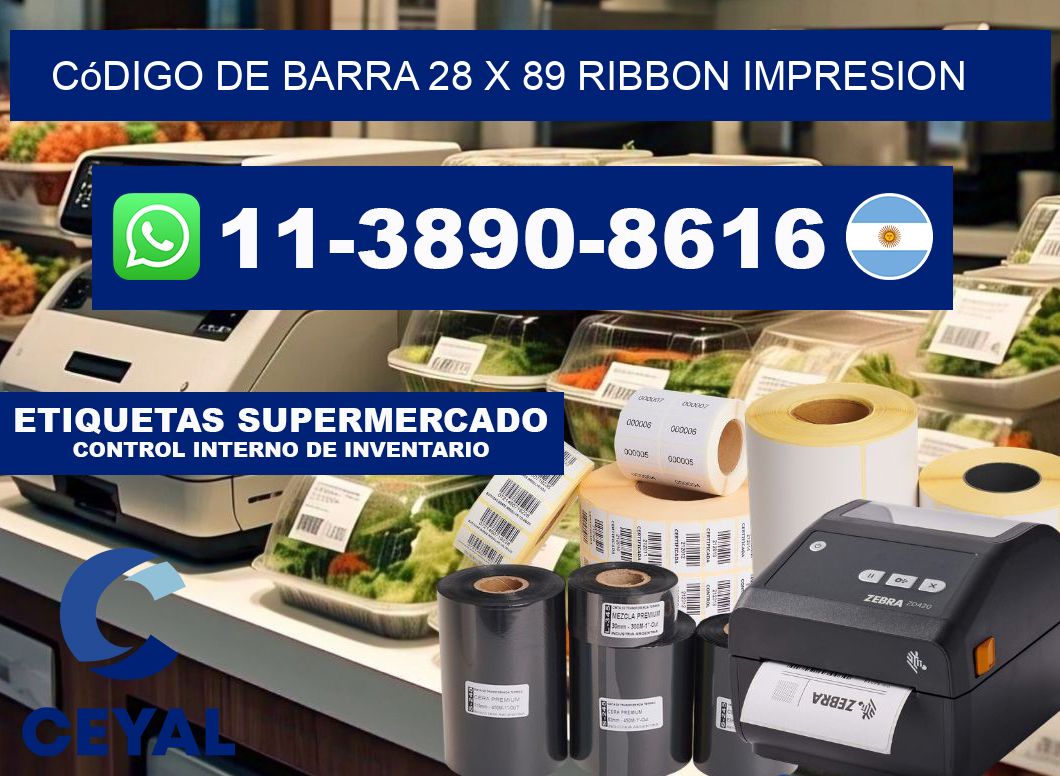 código de barra 28 x 89 ribbon impresion