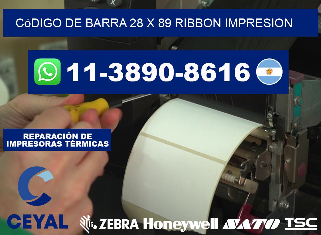 código de barra 28 x 89 ribbon impresion