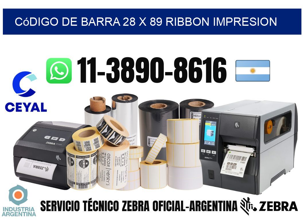 código de barra 28 x 89 ribbon impresion