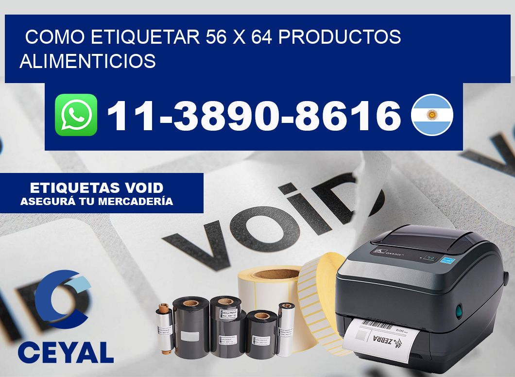 como etiquetar 56 x 64 productos alimenticios