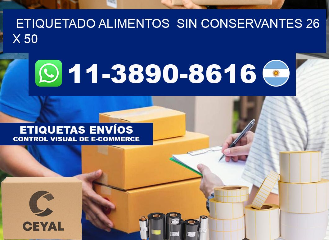 etiquetado alimentos Sin conservantes 26 x 50