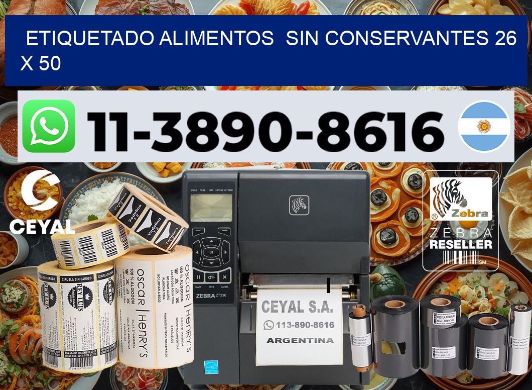 etiquetado alimentos Sin conservantes 26 x 50