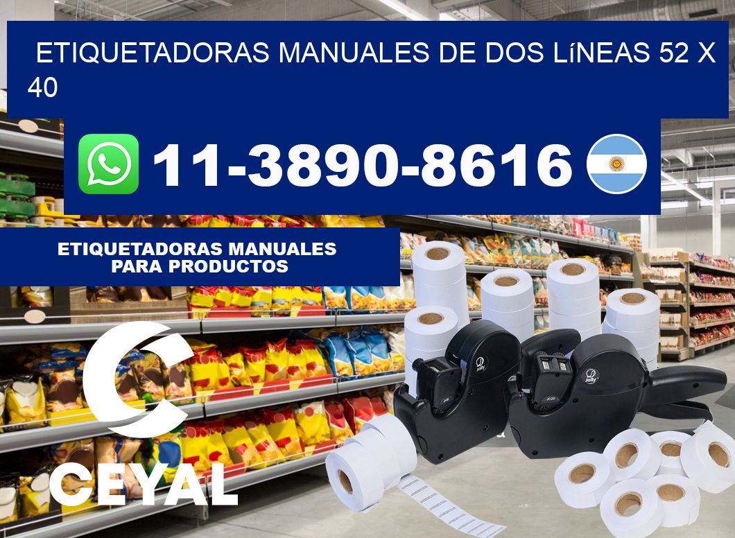 etiquetadoras manuales de dos líneas 52 x 40