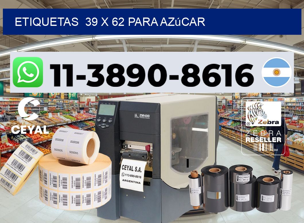 etiquetas  39 x 62 para Azúcar