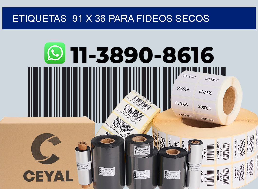 etiquetas 91 x 36 para Fideos secos