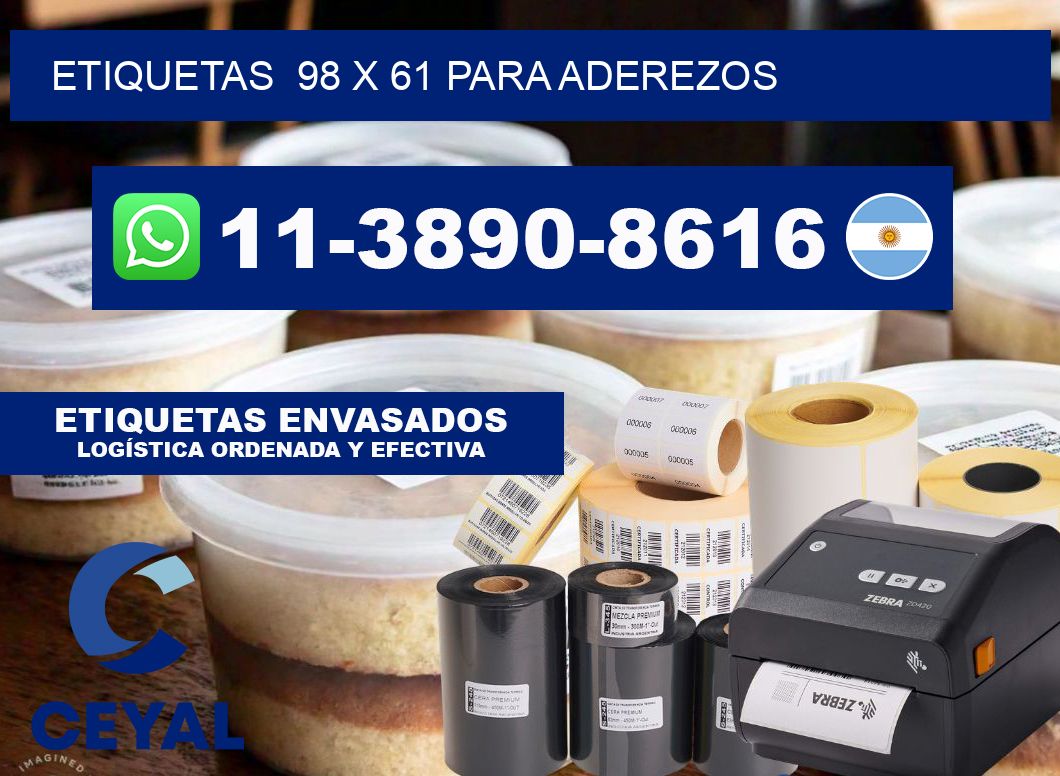 etiquetas  98 x 61 para Aderezos