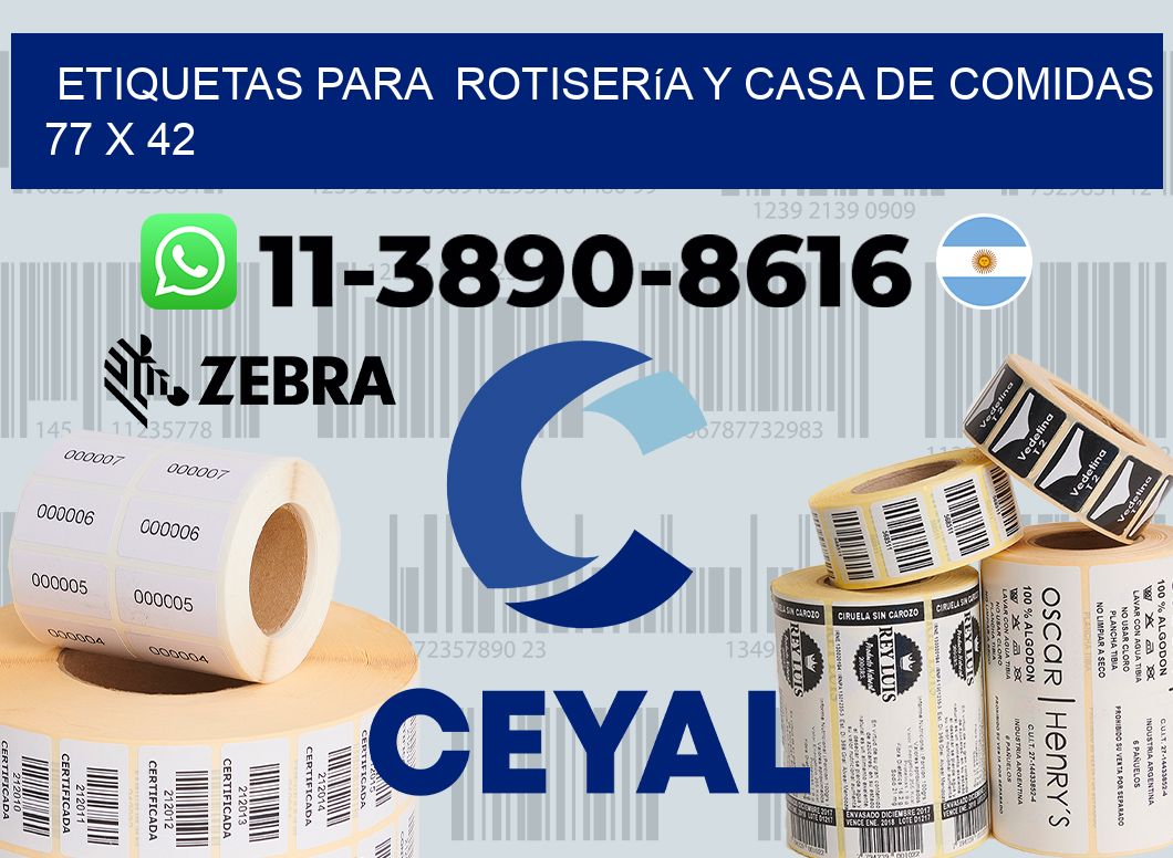 etiquetas para  Rotisería y casa de comidas 77 x 42