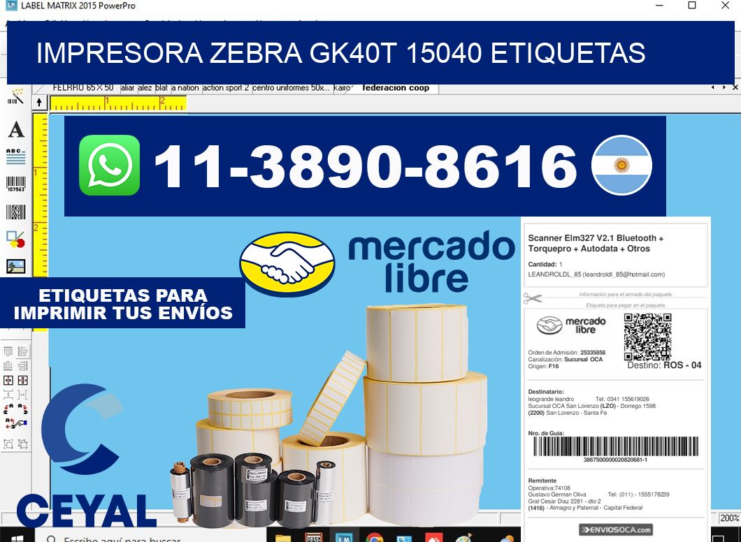 impresora zebra gk40t 15040 etiquetas